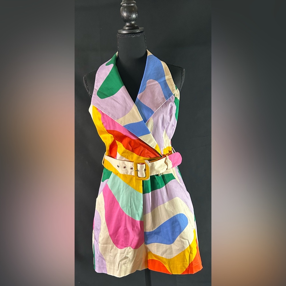 Hutch Anthropologie Abstract Halter Romper Belted Small